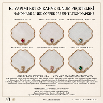 El Yapımı Keten Kahve Sunum Peçeteleri
