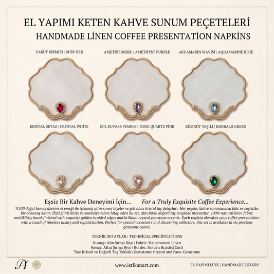 El Yapımı Keten Kahve Sunum Peçeteleri